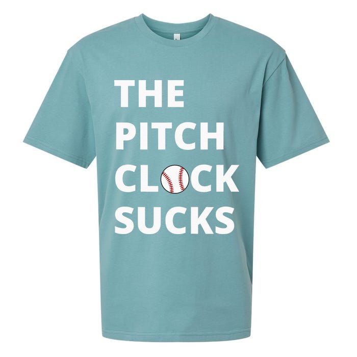 The Pitch Clock Sucks Pitching Shot Clock Baseball Pitcher Sueded Cloud Jersey T-Shirt