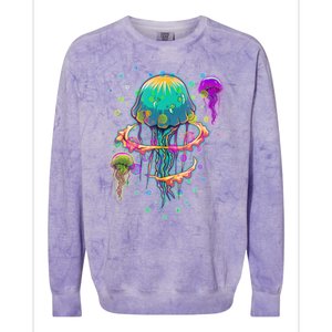 Trippy Psychedelic Colorful Jellyfish Colorblast Crewneck Sweatshirt