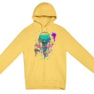 Trippy Psychedelic Colorful Jellyfish Premium Pullover Hoodie