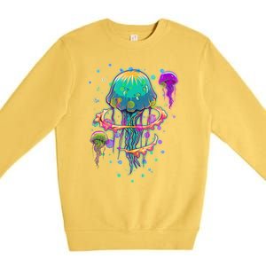 Trippy Psychedelic Colorful Jellyfish Premium Crewneck Sweatshirt