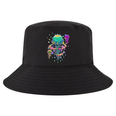 Trippy Psychedelic Colorful Jellyfish Cool Comfort Performance Bucket Hat
