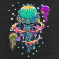 Trippy Psychedelic Colorful Jellyfish Garment-Dyed Heavyweight T-Shirt