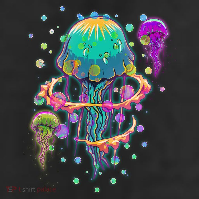 Trippy Psychedelic Colorful Jellyfish Garment-Dyed Heavyweight T-Shirt