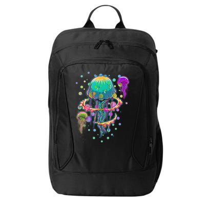 Trippy Psychedelic Colorful Jellyfish City Backpack