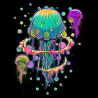 Trippy Psychedelic Colorful Jellyfish 7-Panel Snapback Hat