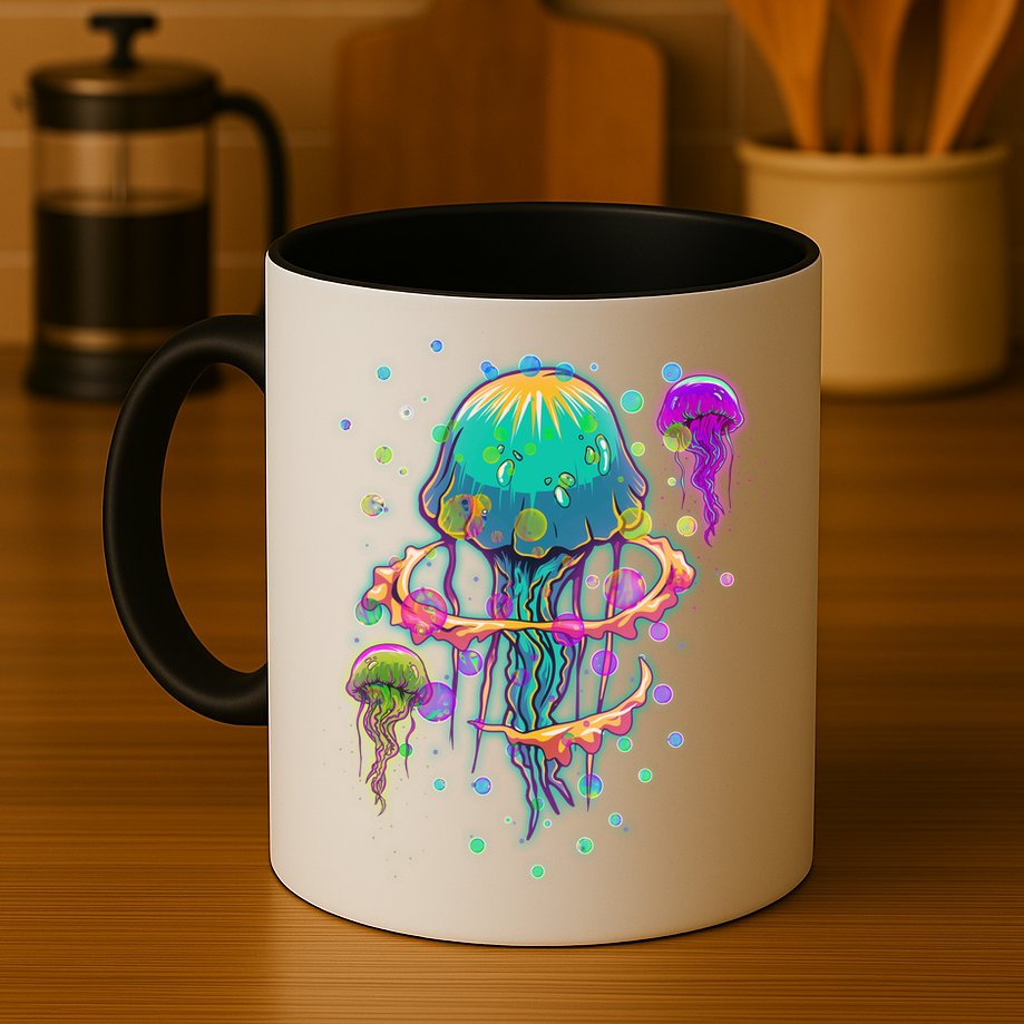 Trippy Psychedelic Colorful Jellyfish Mug