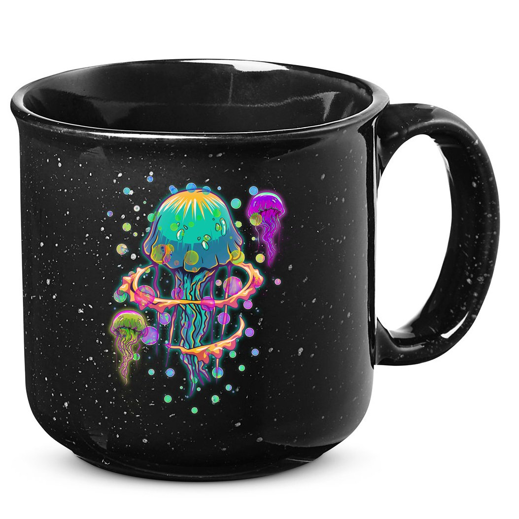 Trippy Psychedelic Colorful Jellyfish 15oz Campfire Ceramic Mug