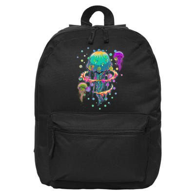 Trippy Psychedelic Colorful Jellyfish 16 in Basic Backpack