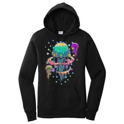 Trippy Psychedelic Colorful Jellyfish Women's Pullover Hoodie