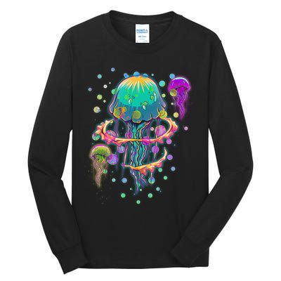 Trippy Psychedelic Colorful Jellyfish Tall Long Sleeve T-Shirt