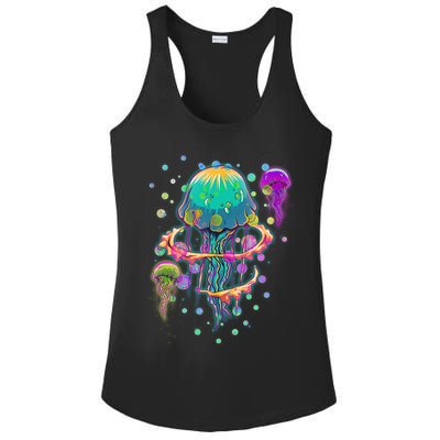 Trippy Psychedelic Colorful Jellyfish Ladies PosiCharge Competitor Racerback Tank