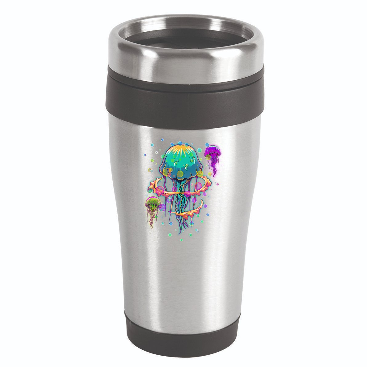 Trippy Psychedelic Colorful Jellyfish 16oz Travel Tumbler