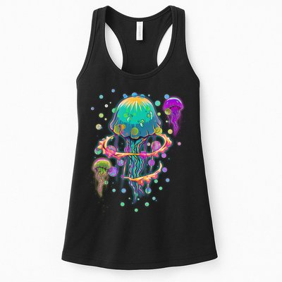 Trippy Psychedelic Colorful Jellyfish Womens Tank Top
