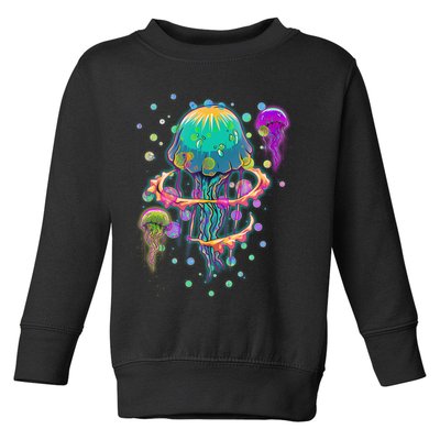 Trippy Psychedelic Colorful Jellyfish Toddler Sweatshirt