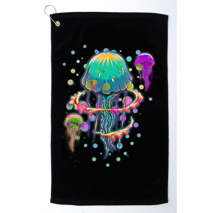 Trippy Psychedelic Colorful Jellyfish Golf Towel
