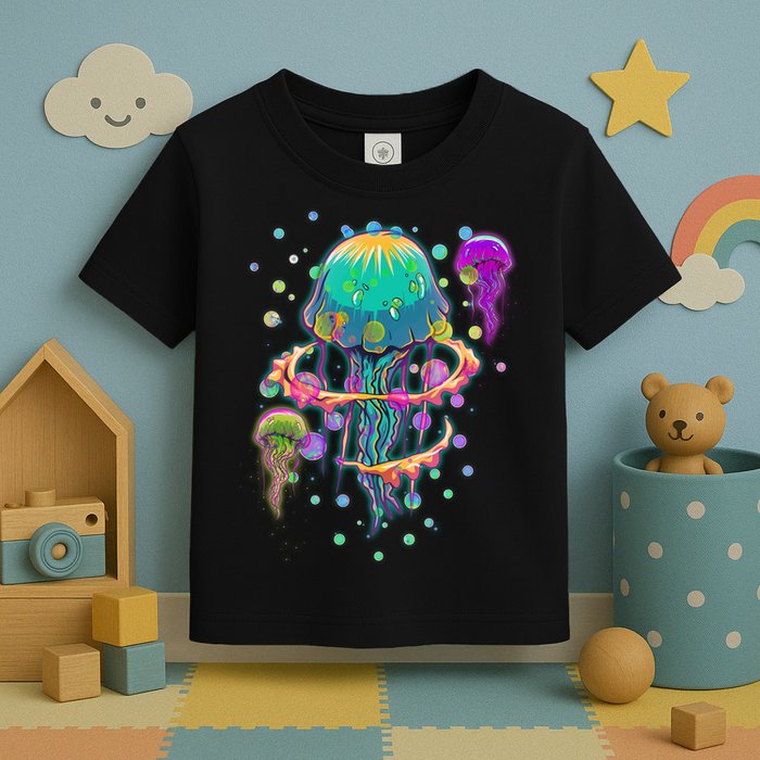 Trippy Psychedelic Colorful Jellyfish Toddler T-Shirt