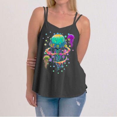 Trippy Psychedelic Colorful Jellyfish Women's Strappy Tank