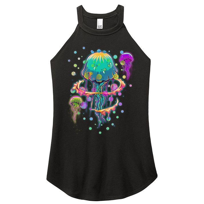 Trippy Psychedelic Colorful Jellyfish Women's Perfect Tri Rocker Tank