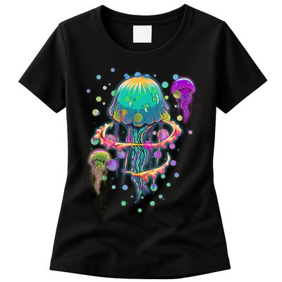 Trippy Psychedelic Colorful Jellyfish Womens T-Shirt