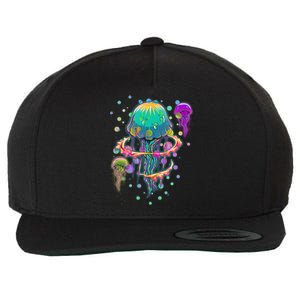 Trippy Psychedelic Colorful Jellyfish Wool Snapback Cap