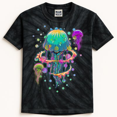 Trippy Psychedelic Colorful Jellyfish Kids Tie-Dye T-Shirt