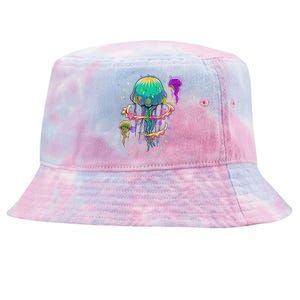 Trippy Psychedelic Colorful Jellyfish Tie-Dyed Bucket Hat