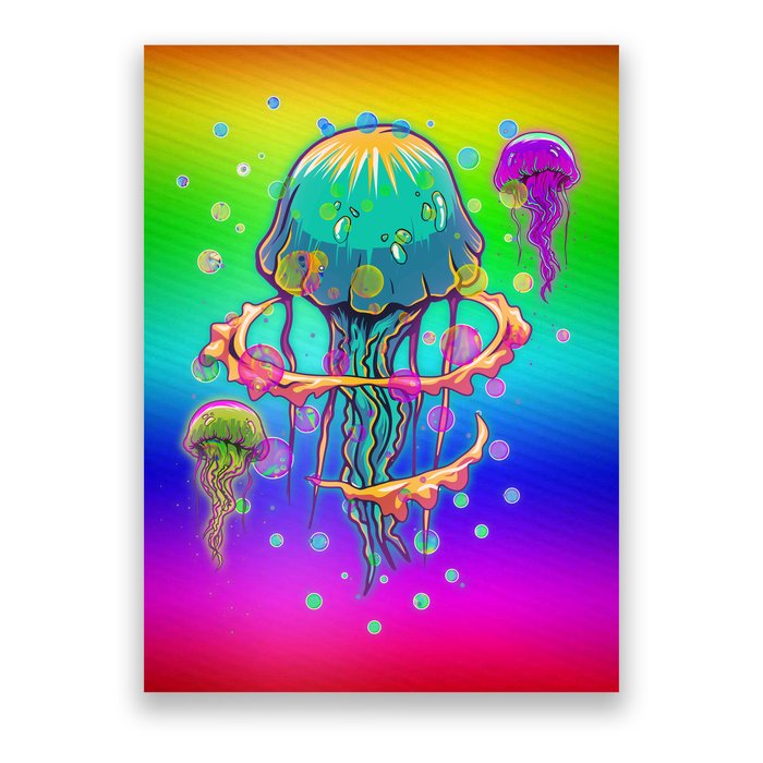 Trippy Psychedelic Colorful Jellyfish Poster