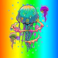 Trippy Psychedelic Colorful Jellyfish Poster