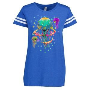 Trippy Psychedelic Colorful Jellyfish Enza Ladies Jersey Football T-Shirt