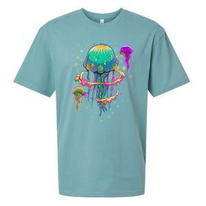 Trippy Psychedelic Colorful Jellyfish Sueded Cloud Jersey T-Shirt