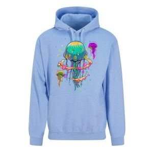 Trippy Psychedelic Colorful Jellyfish Unisex Surf Hoodie