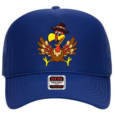 Turkey Pilgrim Costume For Thanksgiving High Crown Mesh Back Trucker Hat