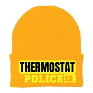 Thermostat Police Cool Funny Fathers Day Dad Jokes Cute Gift Knit Cap Winter Beanie