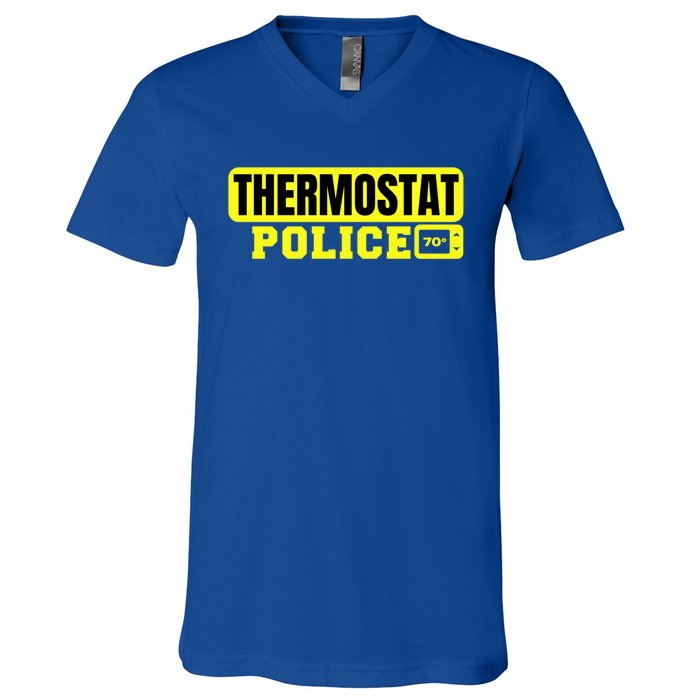 Thermostat Police Cool Funny Fathers Day Dad Jokes Cute Gift V-Neck T-Shirt