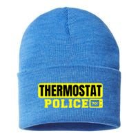 Thermostat Police Cool Funny Fathers Day Dad Jokes Cute Gift Sustainable Knit Beanie