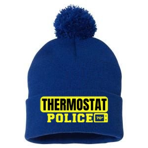 Thermostat Police Cool Funny Fathers Day Dad Jokes Cute Gift Pom Pom 12in Knit Beanie