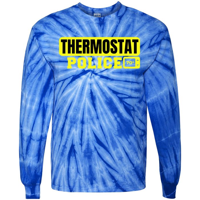 Thermostat Police Cool Funny Fathers Day Dad Jokes Cute Gift Tie-Dye Long Sleeve Shirt