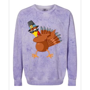 Thanksgiving Pilgrim Costume Cool Turkey Dabbing Colorblast Crewneck Sweatshirt