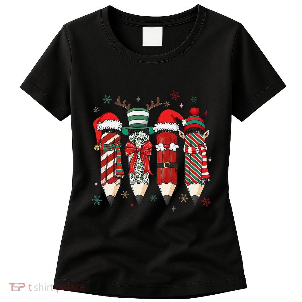 Teacher Pencil Christmas Coquette Teaching Holiday Xmas Women's T-Shirt