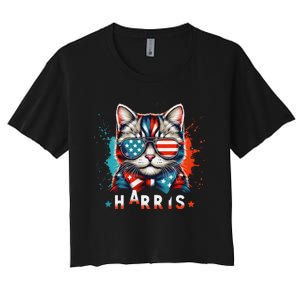 The Presidential Campaign 2024 Cat Ladies 2024 Kamala Harris Women's Crop Top Tee