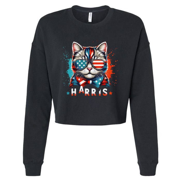 The Presidential Campaign 2024 Cat Ladies 2024 Kamala Harris Cropped Pullover Crew