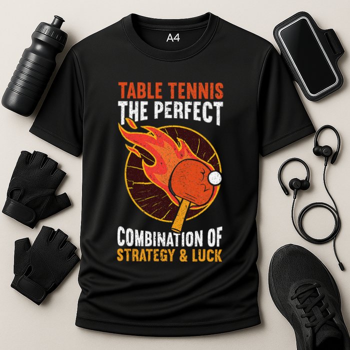 The Perfect Combination Of Strategy & Luck Fun Table Tennis Cooling Performance Crew T-Shirt