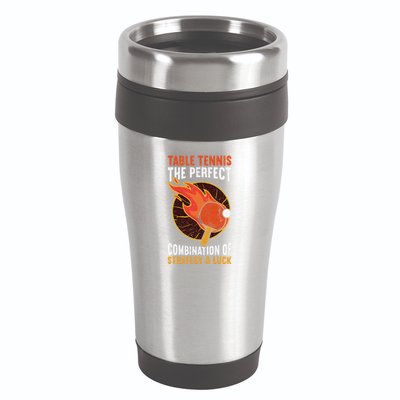The Perfect Combination Of Strategy & Luck Fun Table Tennis 16oz Travel Tumbler