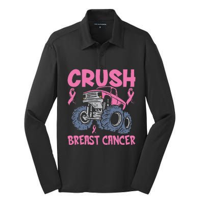 Truck pink Crush Breast Cancer Awareness Silk Touch Performance Long Sleeve Polo