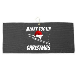 Trombone Player Christmas Cute Music Design Large Microfiber Waffle Golf Towel