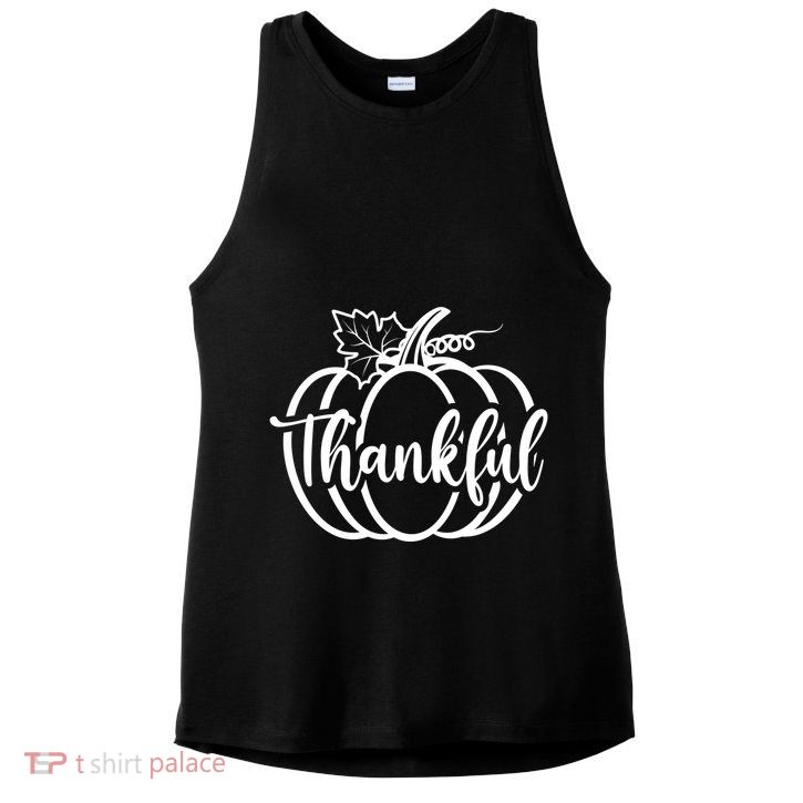 Thankful Pumpkin Cute Cozy Ladies PosiCharge Tri-Blend Wicking Tank