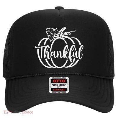 Thankful Pumpkin Cute Cozy High Crown Mesh Back Trucker Hat