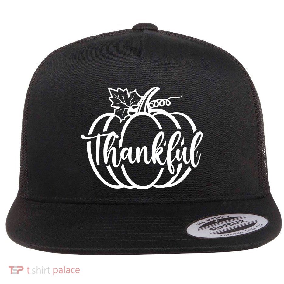 Thankful Pumpkin Cute Cozy Flat Bill Trucker Hat