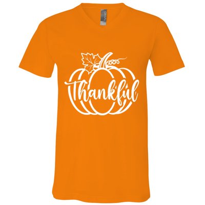 Thankful Pumpkin Cute Cozy V-Neck T-Shirt