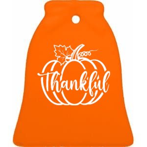 Thankful Pumpkin Cute Cozy Ceramic Bell Ornament